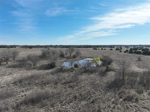 a view of a dry yard with wooden fence