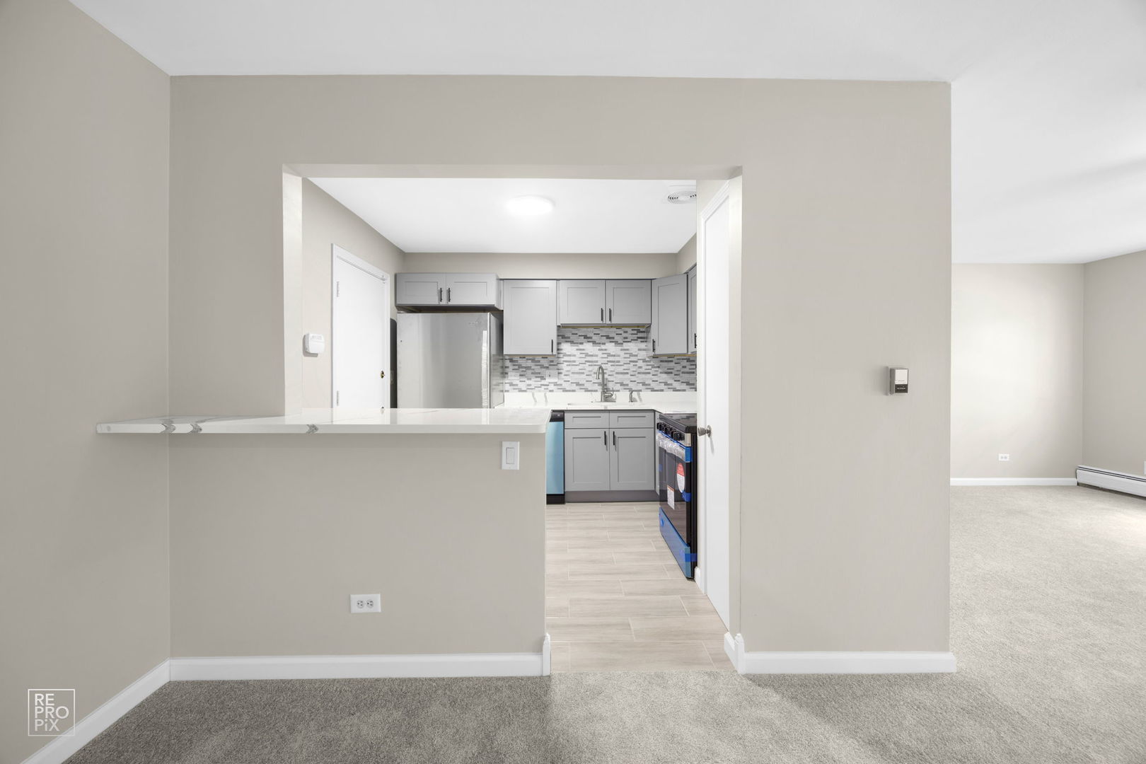 2303 South Goebbert Road, Unit A207 Arlington Heights, IL 60005 - Photo 6 of 15 a kitchen with a sink cabinets and stainless steel appliances