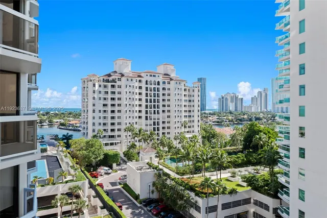 a city view with tall buildings