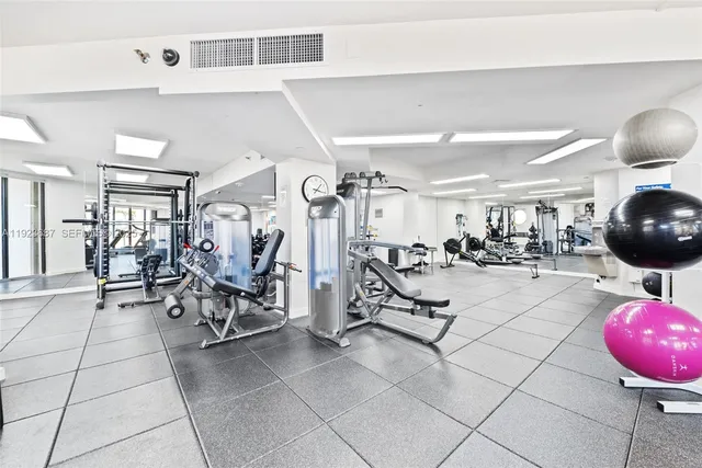 a view of a room with gym equipment