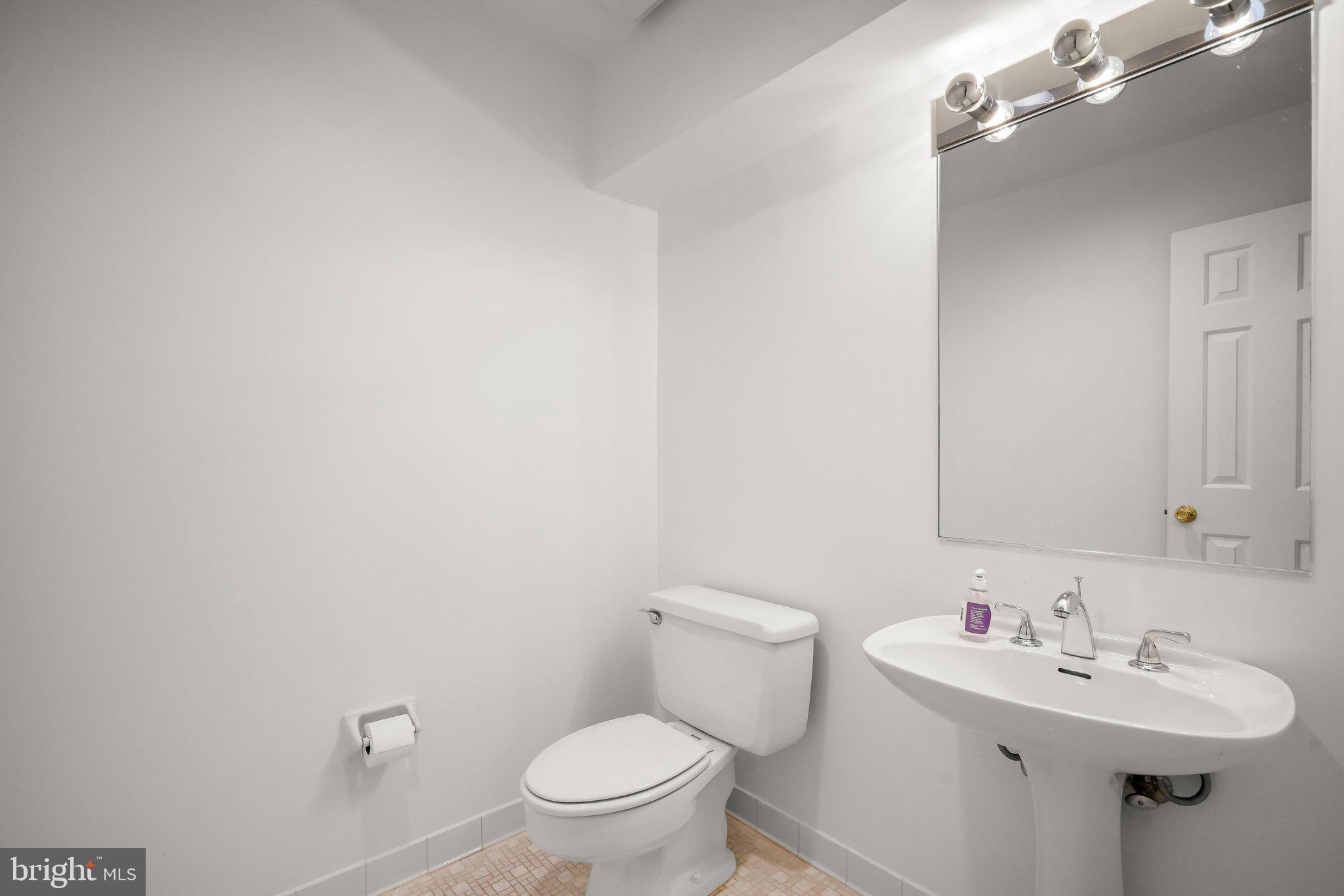 9809 Hall Road Potomac, MD 20854 - Photo 50 of 60 a bathroom with a toilet a sink and mirror