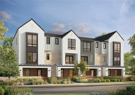 a front view of residential houses