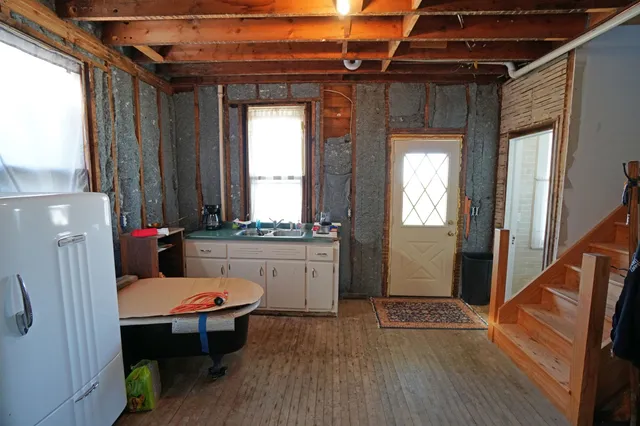 a outdoor dining space with furniture