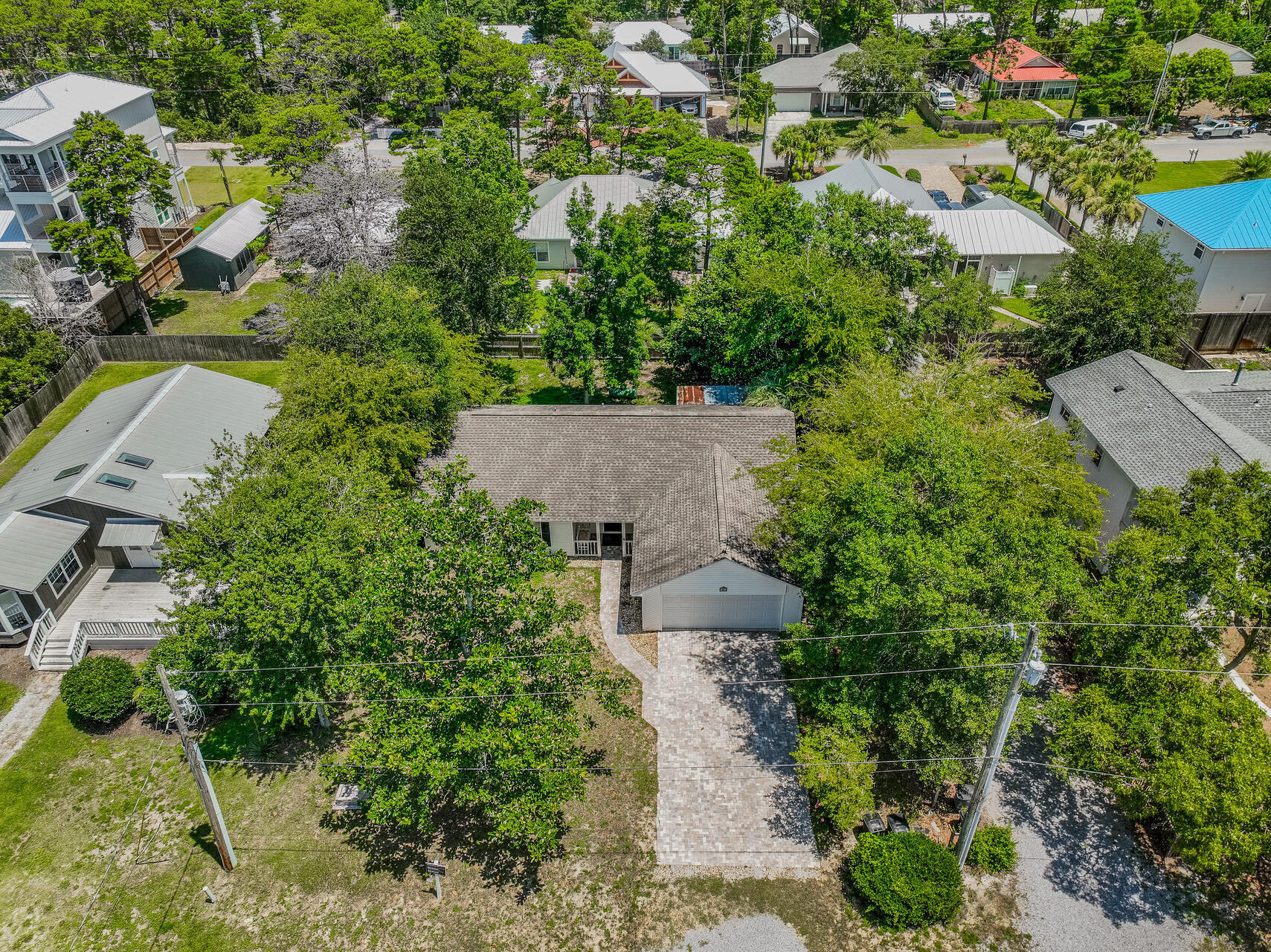 65 Bramble Street Santa Rosa Beach, FL 32459 - Photo 54 of 57 an aerial view of residential house with outdoor space and trees all around