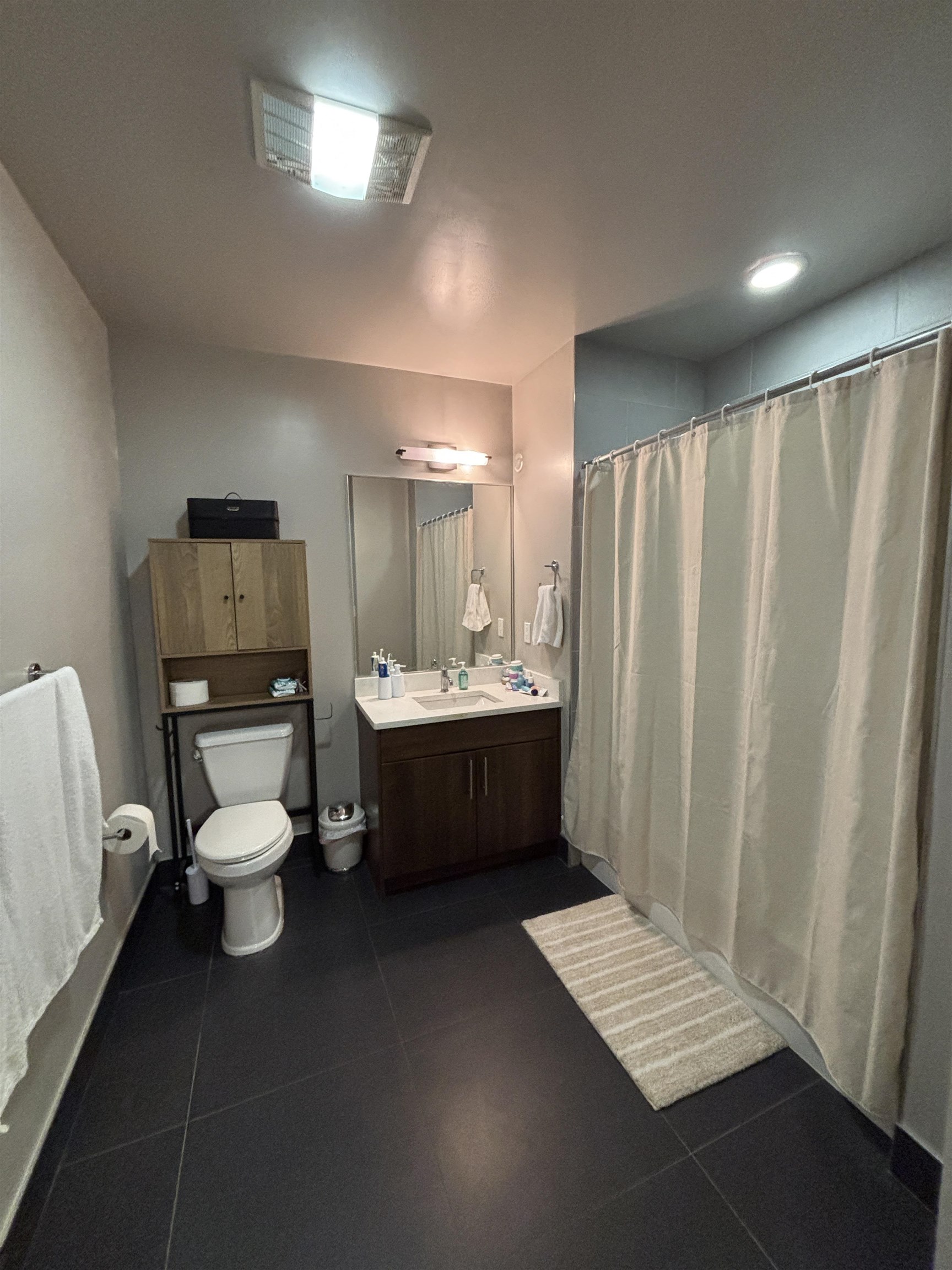 100 Marshall Street, Unit 316 Hoboken, NJ 07030 - Photo 7 of 9 a bathroom with a double vanity sink and a mirror