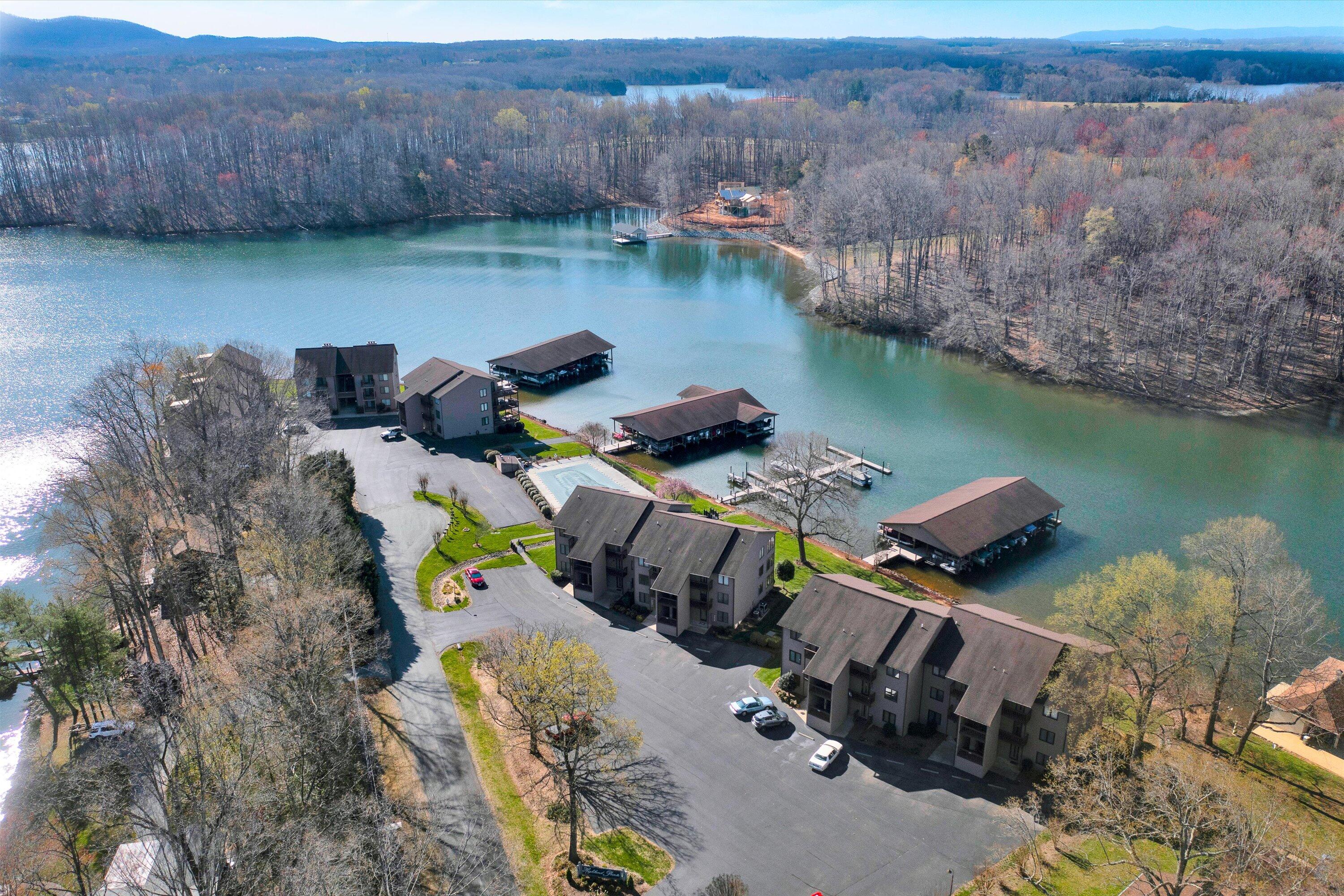 600 Monte Vista Road, Unit 802 Union Hall, VA 24176 - Photo 25 of 32 an aerial view of a house with a lake view