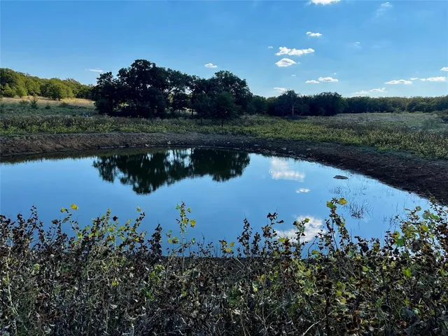 a view of a lake with a yard
