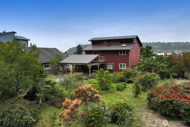 an aerial view of a house
