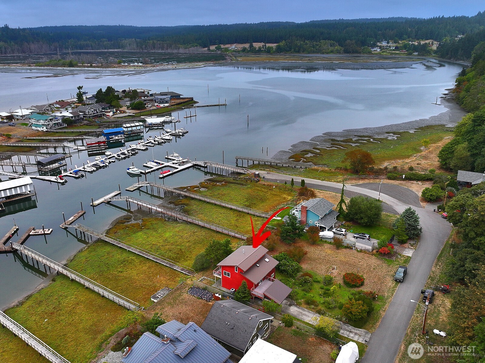 8122 Autumn Lane Clinton, WA 98236 - Photo 21 of 35 an aerial view of a house with a ocean view