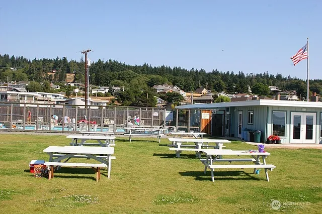a view of outdoor space with seating