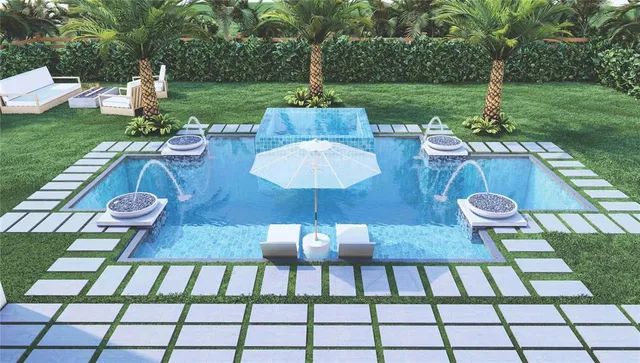 a view of a chairs and table in the yard