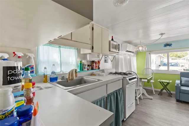 a kitchen with lots of counter top space