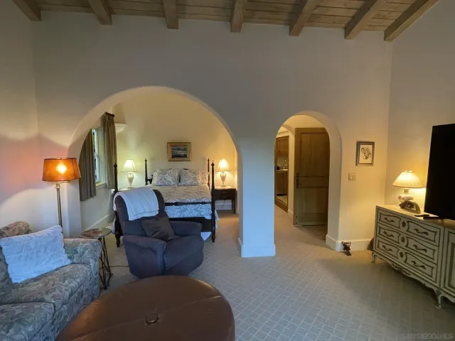 a very nice looking dining room with couch