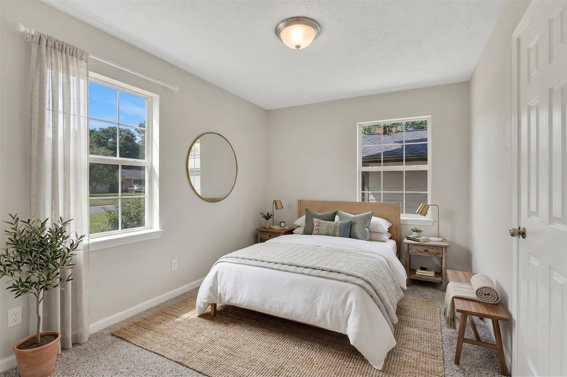 31 Montego Way Point Blank, TX 77364 - Photo 21 of 23 a bedroom with a bed and a potted plant next to a window