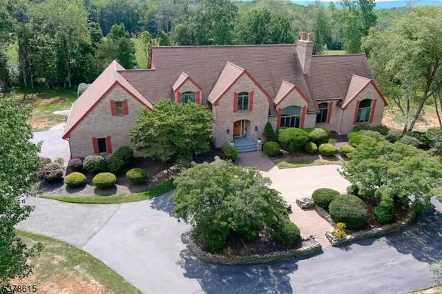 a view of a house with a yard and potted plants