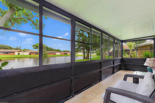a living room with a large window