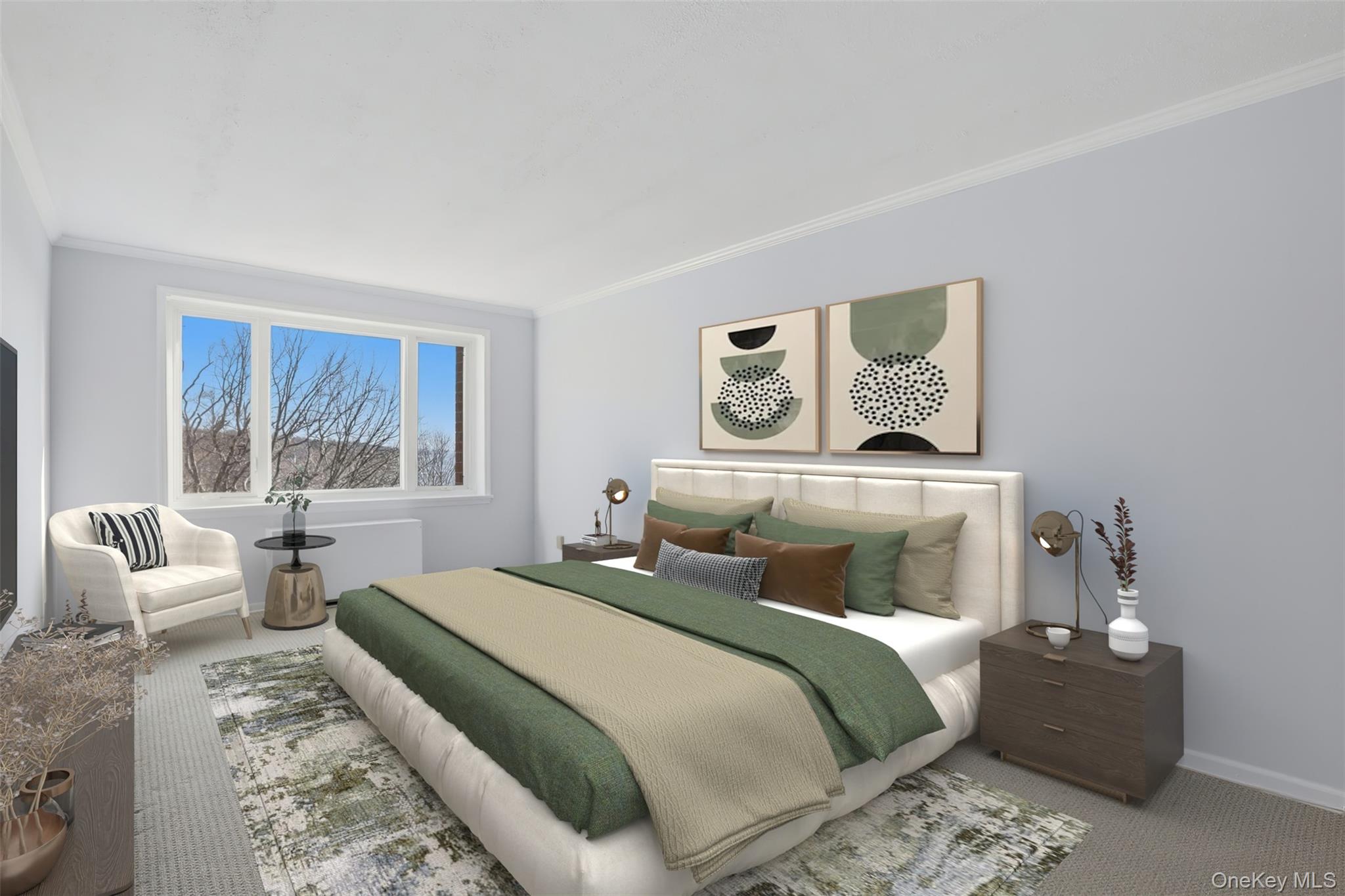 16 Rockledge Avenue, Unit 2C1 Ossining, NY 10562 - Photo 15 of 48 a bedroom with a large bed and a couch