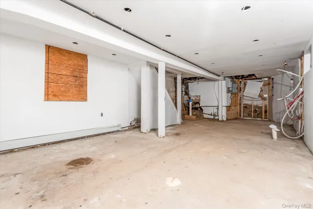 a view of garage with furniture