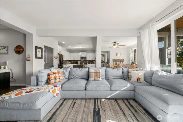 a living room with furniture and a couch