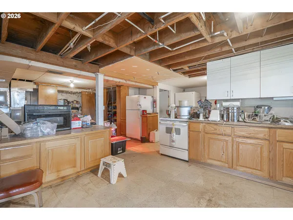 a open kitchen with cabinets