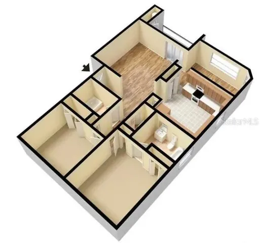 workspace with wooden floor