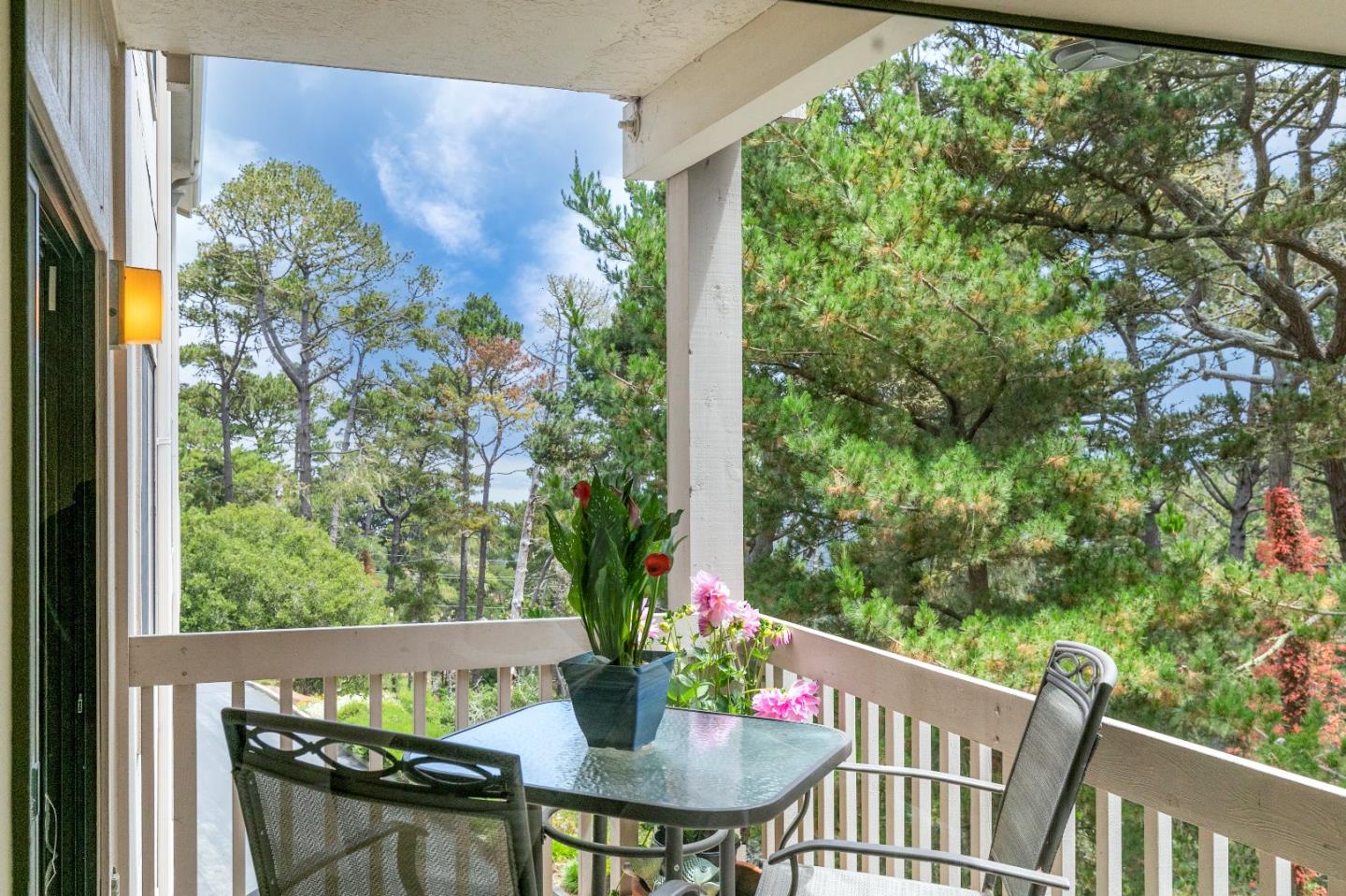 51 Shepherds Knoll Road, Unit 51 Monterey, CA 93940 - Photo 3 of 18 a view of balcony with a potted plant and outdoor seating