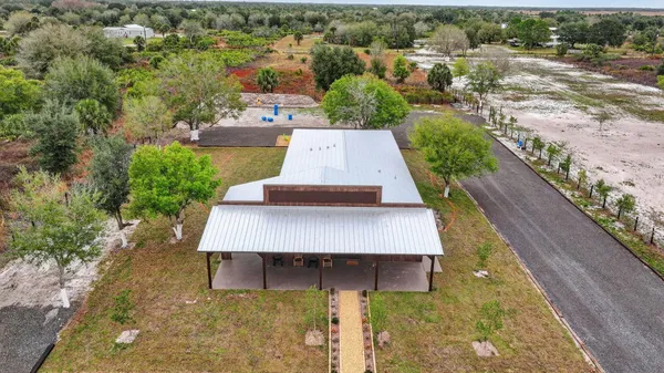 an aerial view of a house