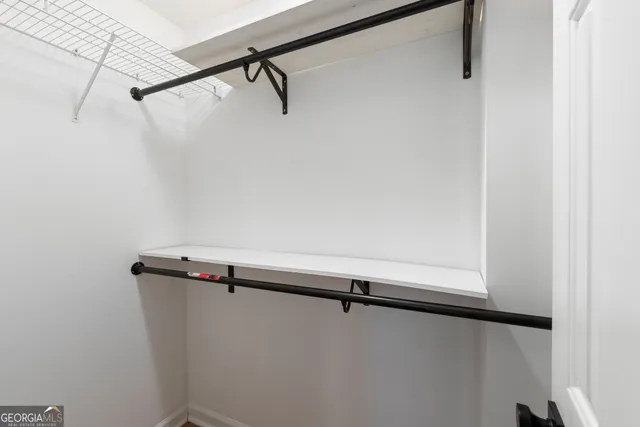 a close up view of racks on the wall