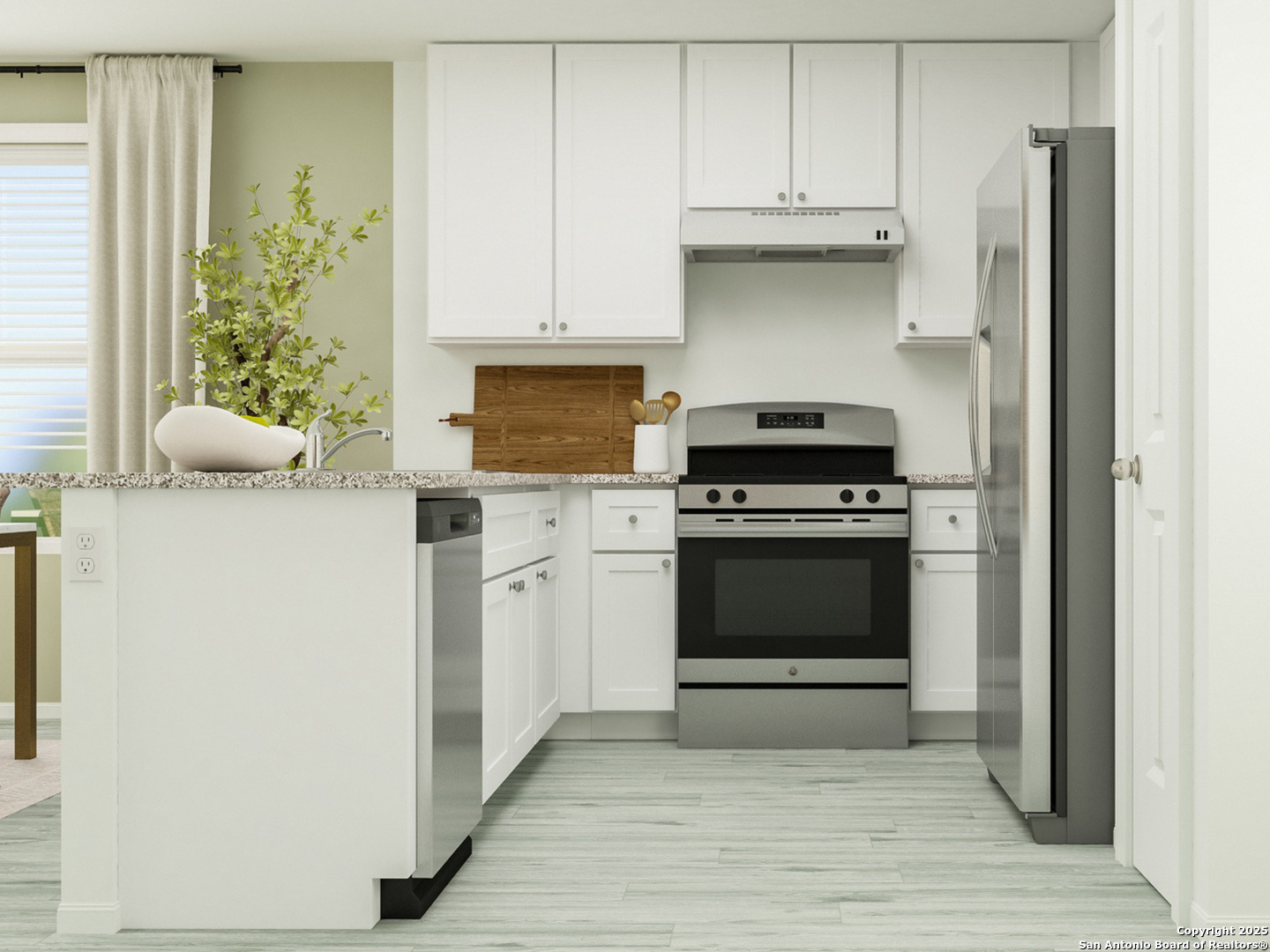 13307 Dutra Road San Antonio, TX 78221 - Photo 3 of 33 a kitchen with white cabinets and appliances