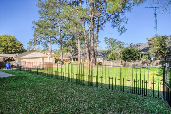 a view of a backyard with a garden and plants