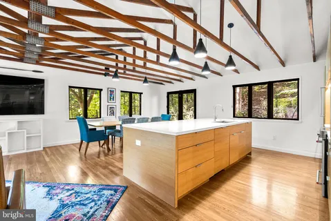 a view of living room with a large window