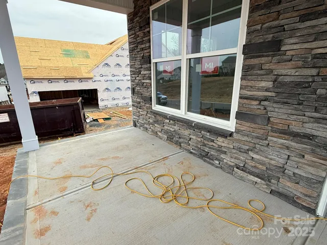 a building with a table and chairs