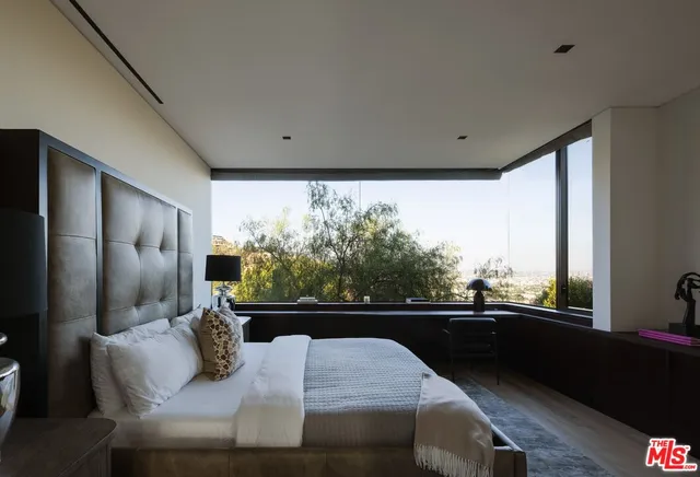 a living room with a large window