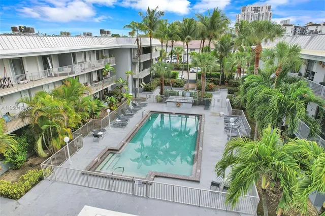 a view of a garden with a patio