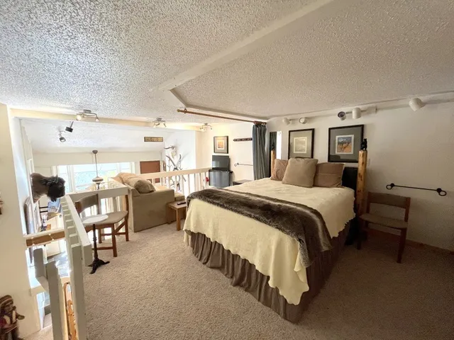 a bed room with a bed and a chair