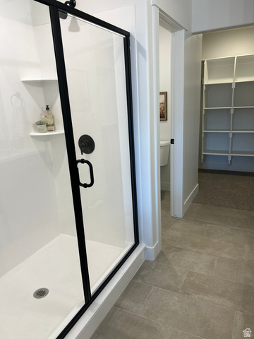 2011 West 1150 South, Unit 1042 Payson, UT 84651 - Photo 31 of 39 Photos are of model home.Walk-in shower with clear glass enclosure and matte black frame