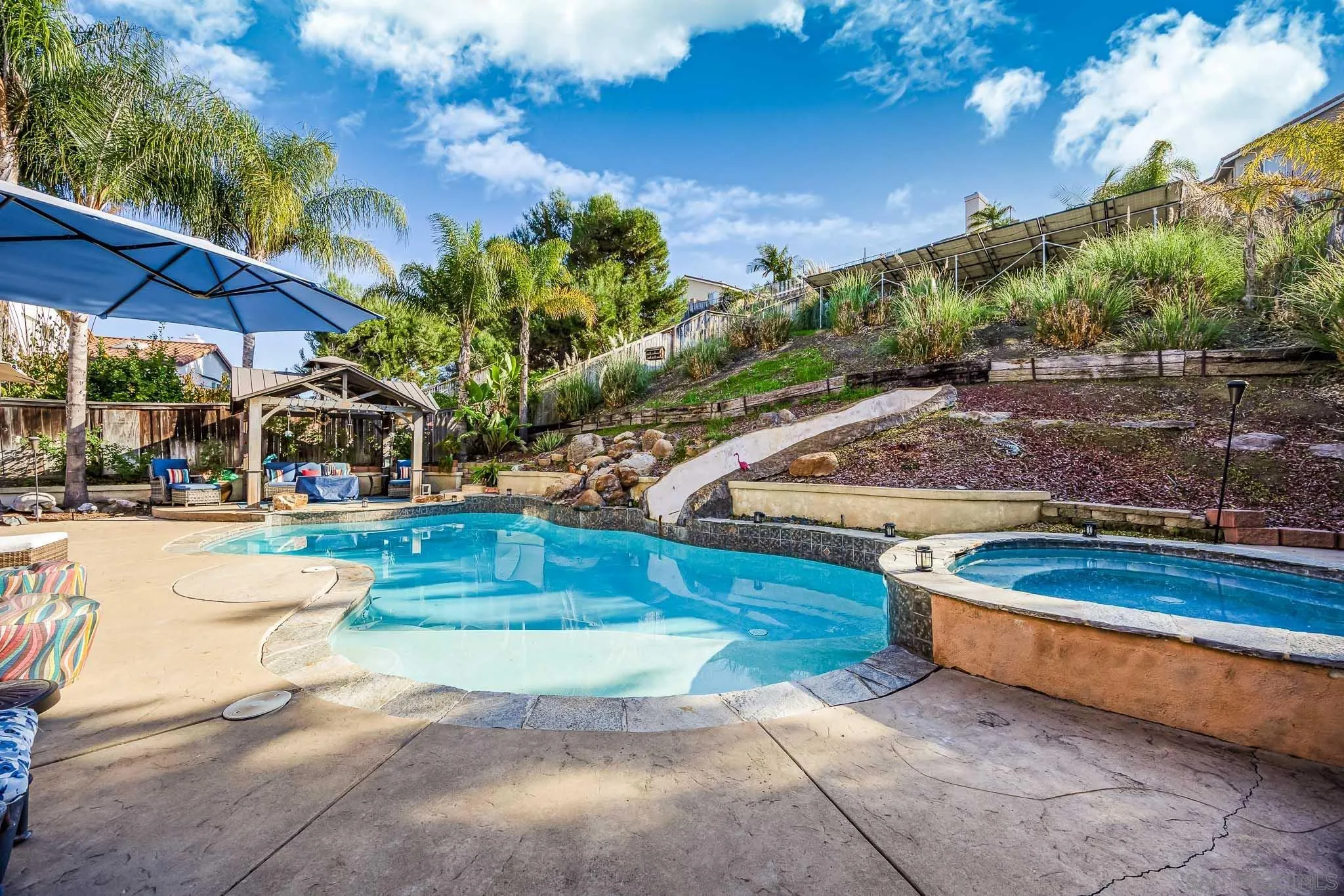5063 Frazee Road Oceanside, CA 92057 - Photo 35 of 45 a view of a swimming pool with an outdoor seating and a yard