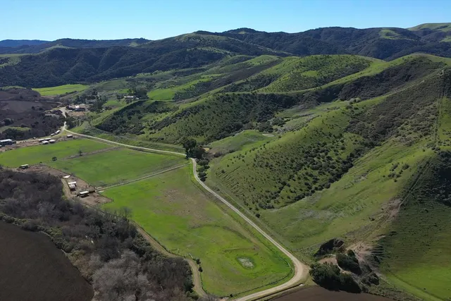 a view of a lush green hillside and houses