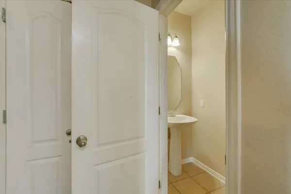 a bathroom with a mirror