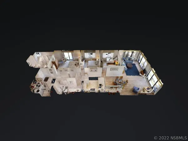 a view of a very nice looking dining room with a large tree