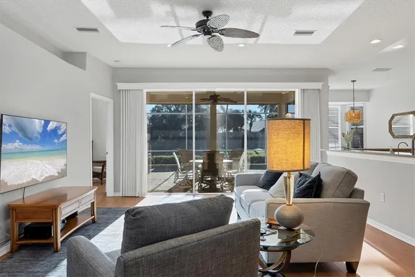 a living room with furniture