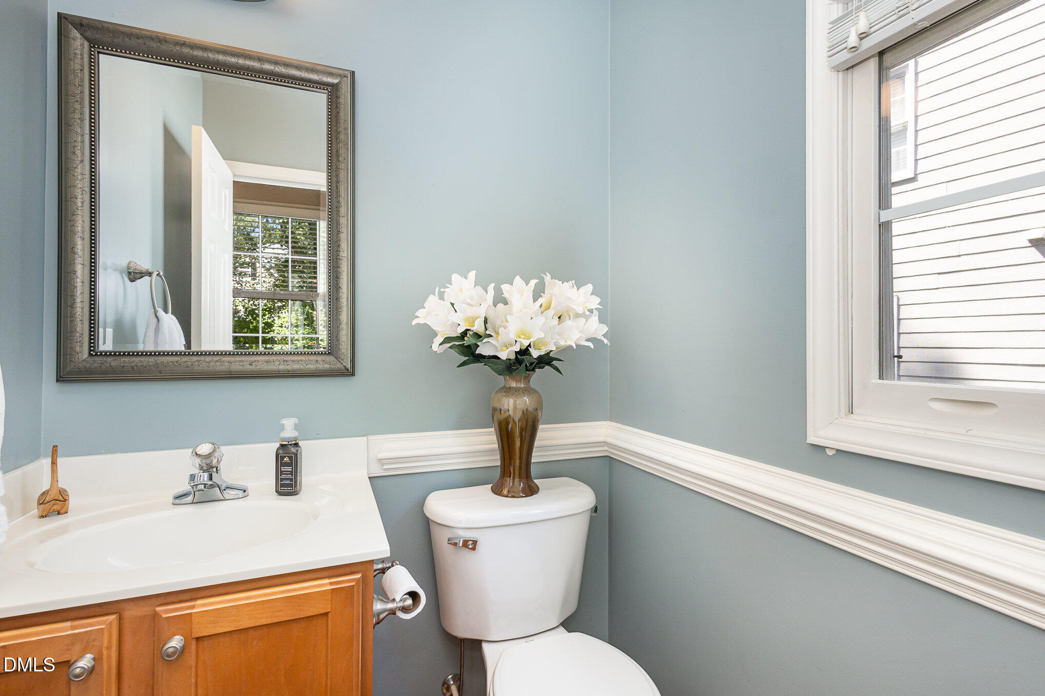 1004 Chancellors Ridge Drive Durham, NC 27713 - Photo 12 of 32 a bathroom with a toilet sink and mirror