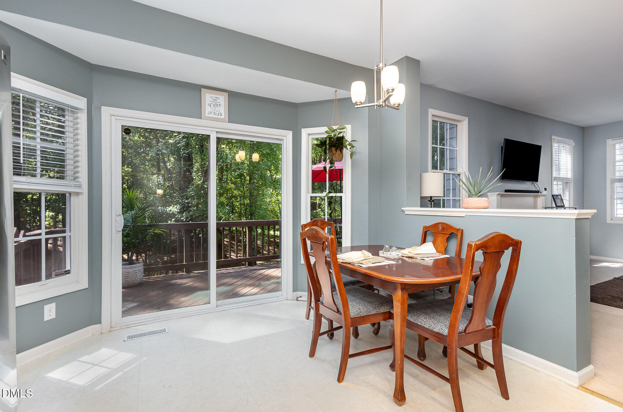 1004 Chancellors Ridge Drive Durham, NC 27713 - Photo 5 of 32 a dining room with furniture a chandelier and window