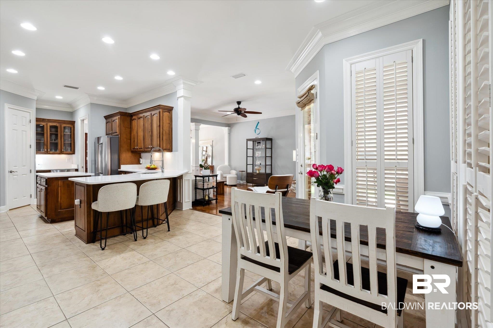 804 Country Club Road Mobile, AL 36609 - Photo 13 of 63 Tiled dining area featuring ceiling fan and crown molding