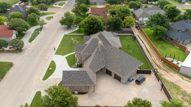 an aerial view of a house