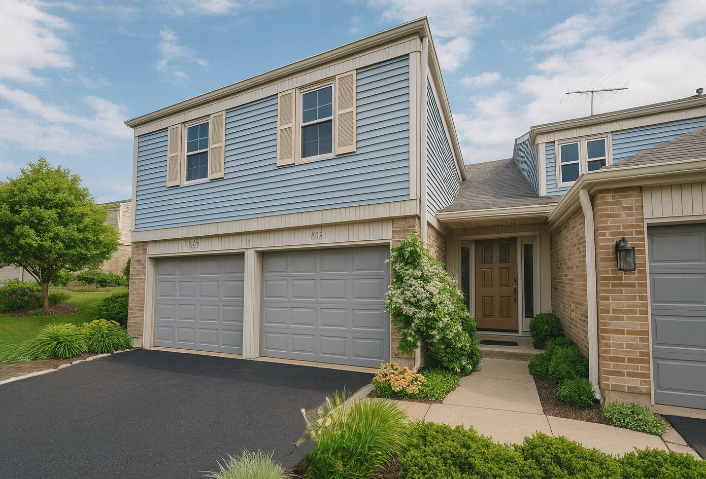 205 Auburn Court, Unit 205 St. Charles, IL 60174 - Photo 1 of 16 a front view of a house with a yard and garage