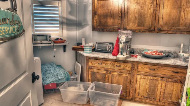 a bathroom with a tub and sink