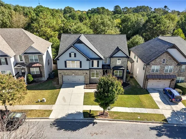 an aerial view of a house