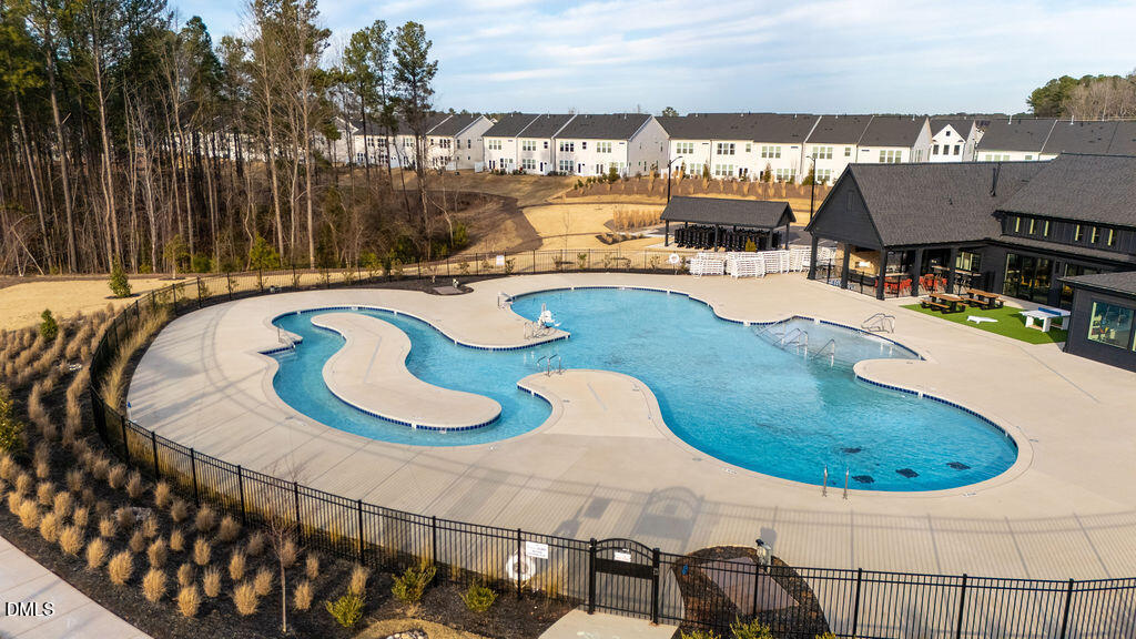 1004 Westerland Way Durham, NC 27703 - Photo 54 of 60 an aerial view of a house with swimming pool and furniture