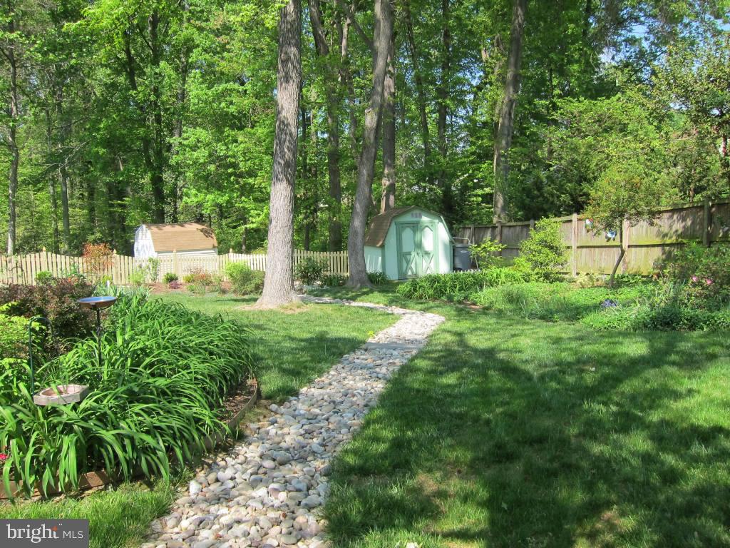 8225 Crown Court Road Alexandria, VA 22308 - Photo 39 of 57 Back yard with river rock path and shed